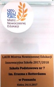 Laur mistrza nowoczesnej edukacji 2017/2018.